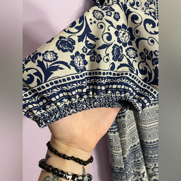 Luxology | Women’s Cold Shoulder White & Blue Dress | NWT | Size: 14 - Picture 8 of 9